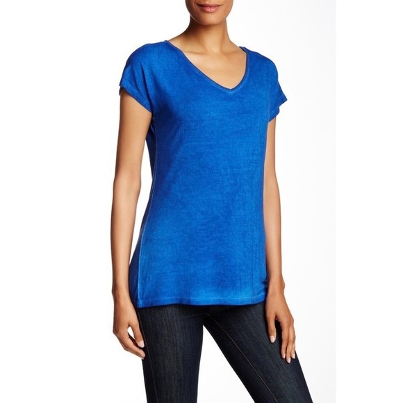 NWT Royal Blue V-Neck Oil Dye Tee - Picture 2 of 6